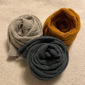 Fat Face Scarf Bundle in Yellow, Gray, and Dusty Blue